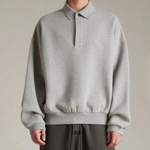 NWR Fear of God Essentials Dark Heather Oatmeal Polo Sweatshirt Sz XL
